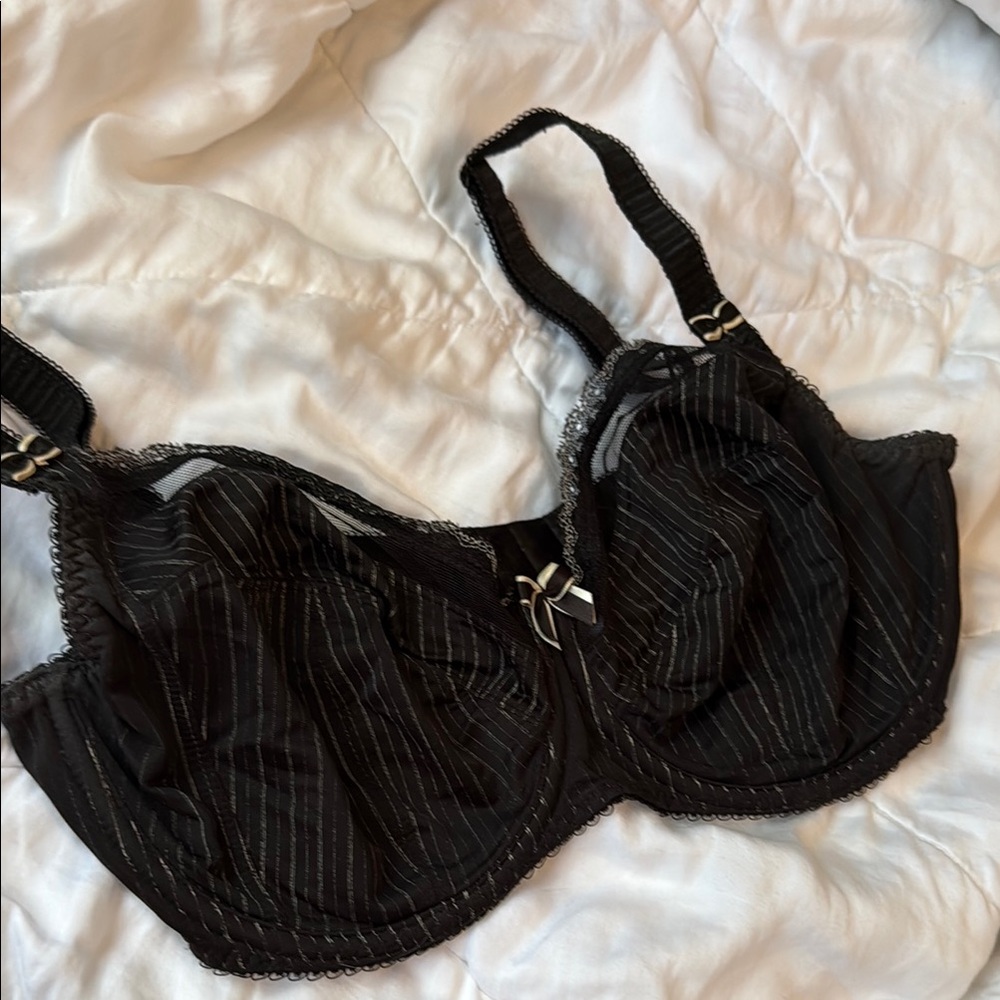 Fantasie Black Striped Lace Trim Bra